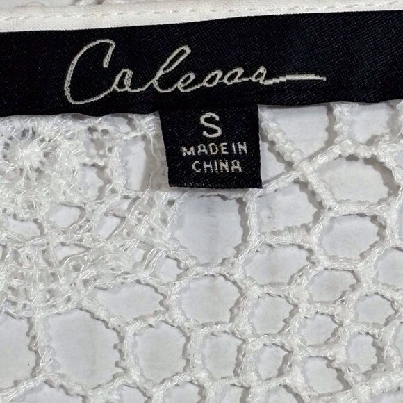 Calessa Crocheted Lace Tunic Top Boho Coastal Beach Womens Small White - Picture 7 of 8